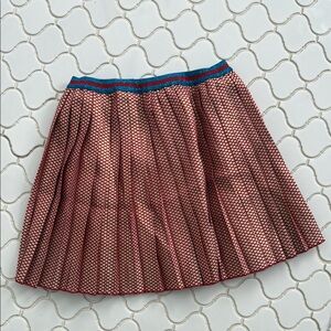 Red and Gold Mini A-Line Skirt with Pleats